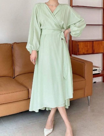 Rochie medie Dazy, verde deschis