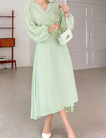 Rochie medie Dazy, verde deschis