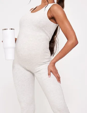 Salopeta PRETTYLITTLETHING Maternity, gri deschis