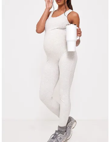 Salopeta PRETTYLITTLETHING Maternity, gri deschis