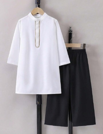 Compleu Shein Kids, alb/negru