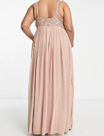 Rochie lunga Beauut Plus Size, roz pudra
