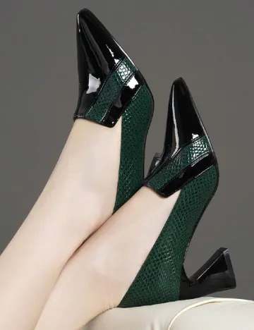 Pantofi SHEIN, negru/verde