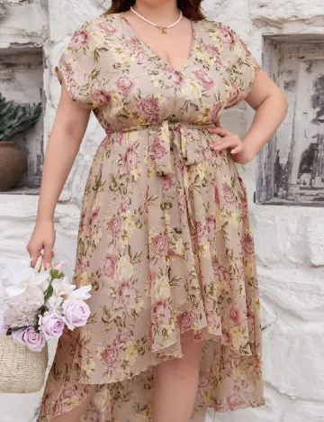 Rochie medie SHEIN CURVE, floral print Floral print