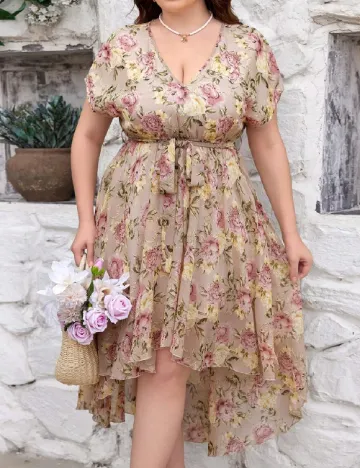 Rochie medie SHEIN CURVE, floral print Floral print