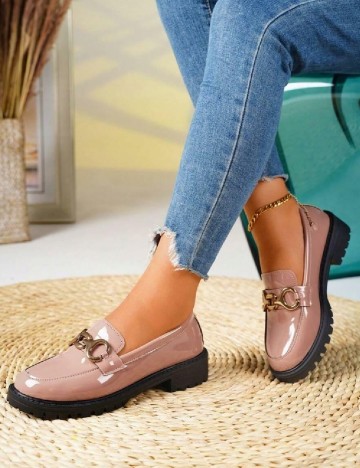 Mocasini SHEIN, roz pudra