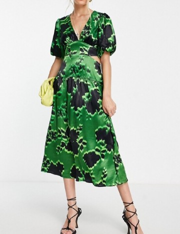 Rochie medie Top Shop, negru/verde