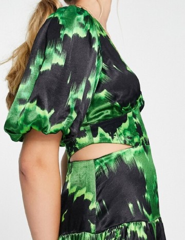 Rochie medie Top Shop, negru/verde