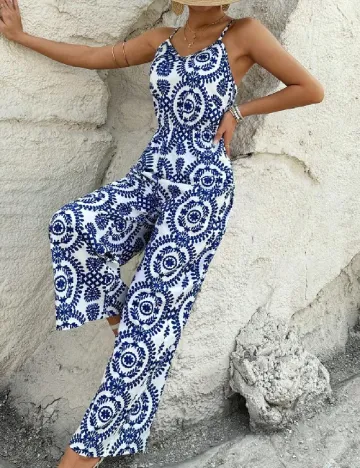 Salopeta SHEIN, alb/bleumarin