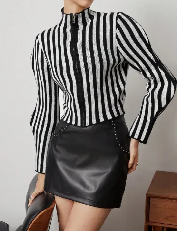 Bluza SHEIN, alb/negru