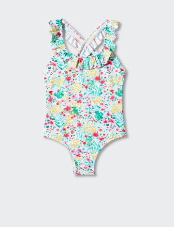 Costum de baie Mango Kids, floral print