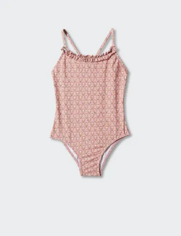 Costum de baie Mango Kids, roz pudra