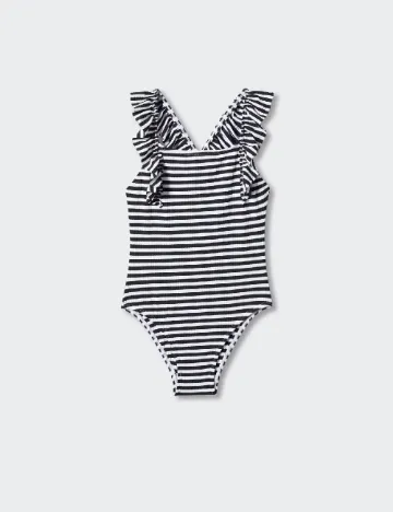 Costum de baie Mango Kids, alb/negru Alb
