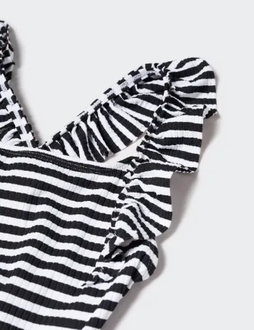 Costum de baie Mango Kids, alb/negru Alb