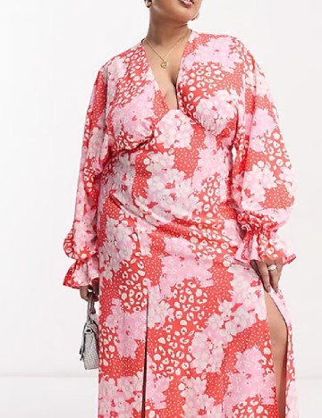 Rochie lunga ASOS Curve, roz