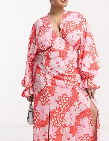 Rochie lunga ASOS Curve, roz