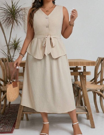 Rochie medie SHEIN CURVE, crem