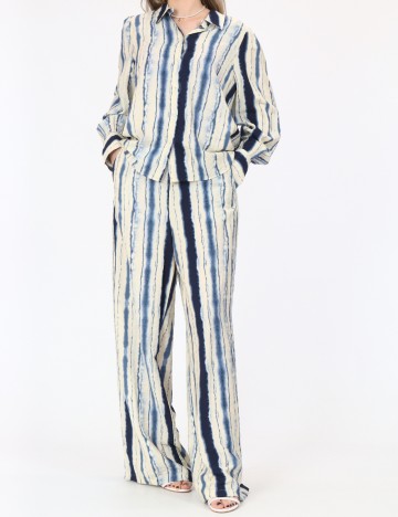 Pantaloni Vero Moda, crem/albastru