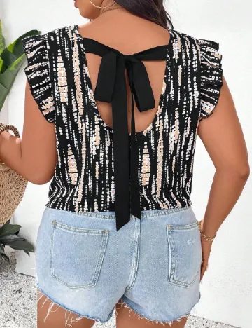 Bluza SHEIN CURVE, negru/crem