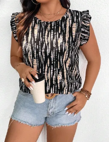 Bluza SHEIN CURVE, negru/crem