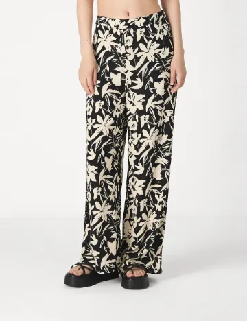 Pantaloni Boohoo, negru/ecru