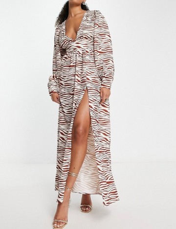 Rochie lunga IN THE STYLE, alb/maro
