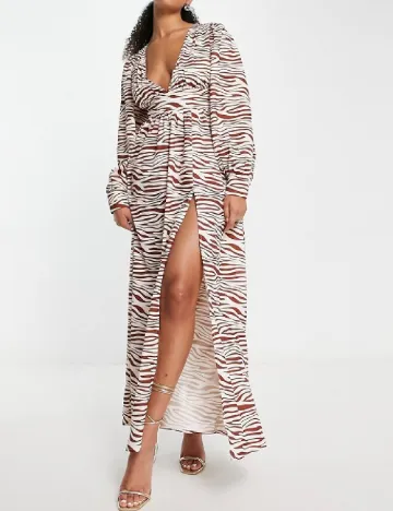 Rochie lunga IN THE STYLE, alb/maro