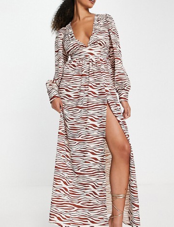 Rochie lunga IN THE STYLE, alb/maro