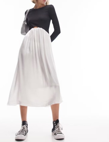 Rochie medie Top Shop, alb/negru