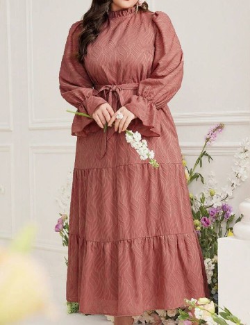 Rochie lunga SHEIN CURVE, roz pudra inchis