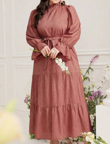 Rochie lunga SHEIN CURVE, roz pudra inchis