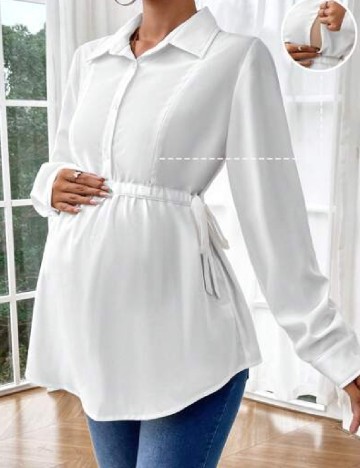 Camasa SHEIN Maternity, alb