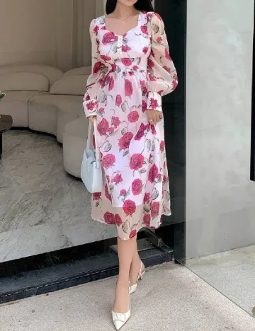 Rochie medie Dazy, roz Roz