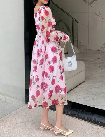 Rochie medie Dazy, roz Roz