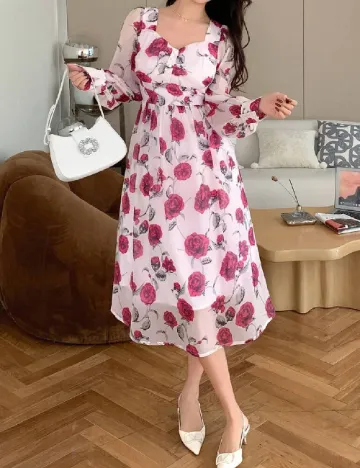 Rochie medie Dazy, roz Roz