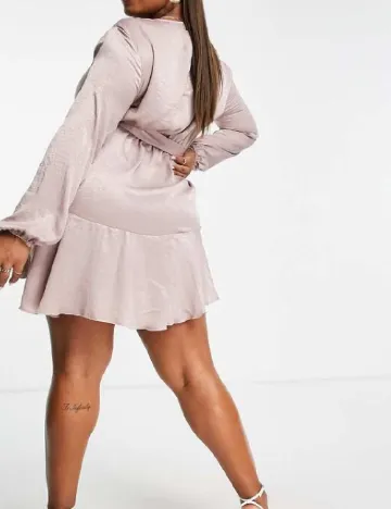 Rochie scurta First Distraction Plus Size, roz pudra