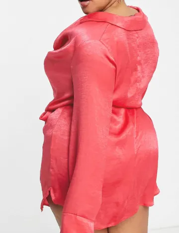 Rochie scurta First Distraction Plus Size, corai