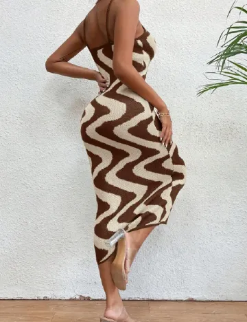 Rochie medie SHEIN, maro/crem