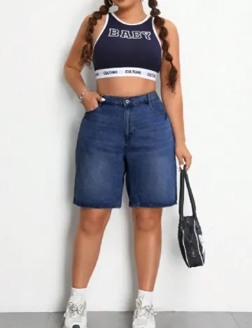 Pantaloni scurti SHEIN CURVE, albastru Albastru