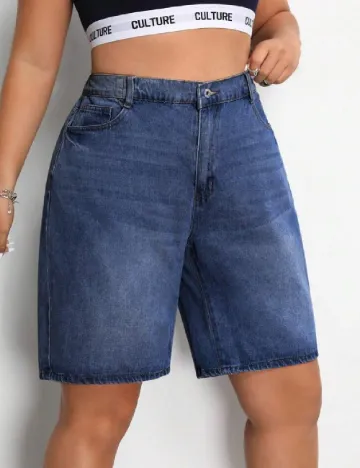 Pantaloni scurti SHEIN CURVE, albastru Albastru