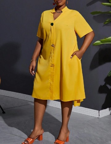 Rochie medie SHEIN CURVE, galben