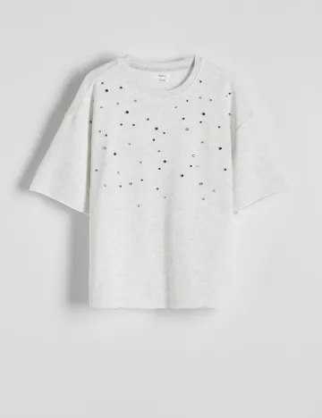 Tricou Oversize Reserved, gri deschis