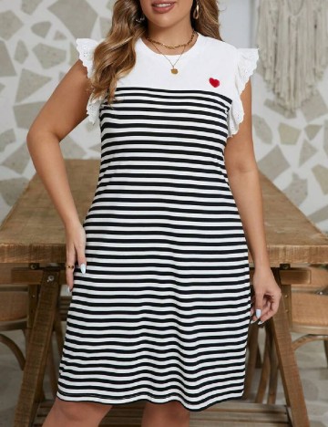 Rochie scurta SHEIN CURVE, alb/negru