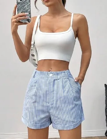 Pantaloni scurti SHEIN, albastru/alb