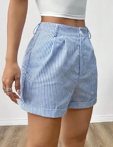 Pantaloni scurti SHEIN, albastru/alb