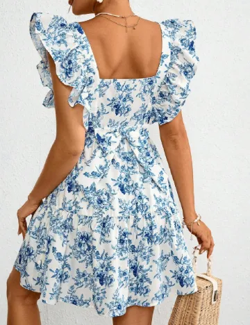 Rochie scurta SHEIN, alb/albastru