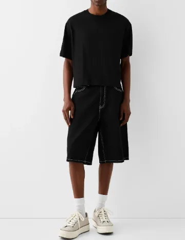 Pantaloni scurti Bershka, negru Negru