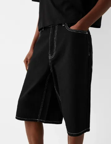 Pantaloni scurti Bershka, negru Negru