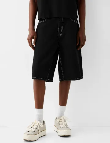 Pantaloni scurti Bershka, negru Negru
