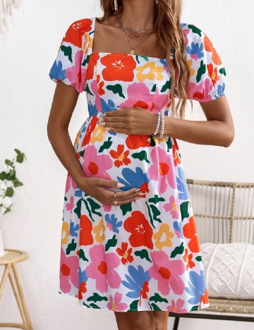 Rochie scurta SHEIN Maternity, floral print